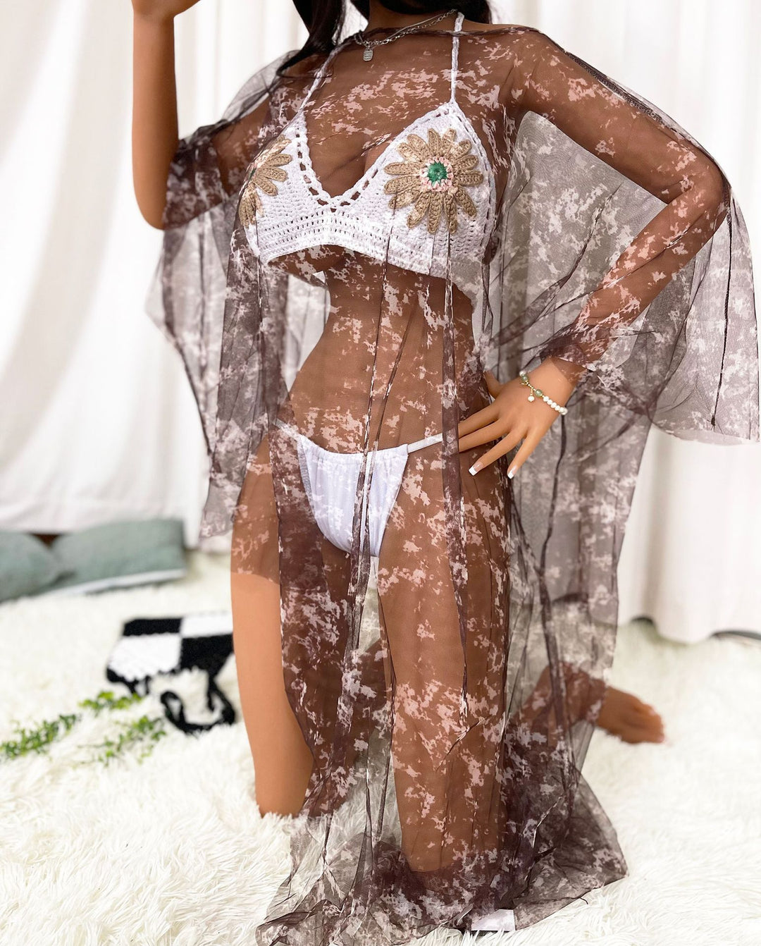 Women's transparent beach cover-up with colorful accents Mune Fashion