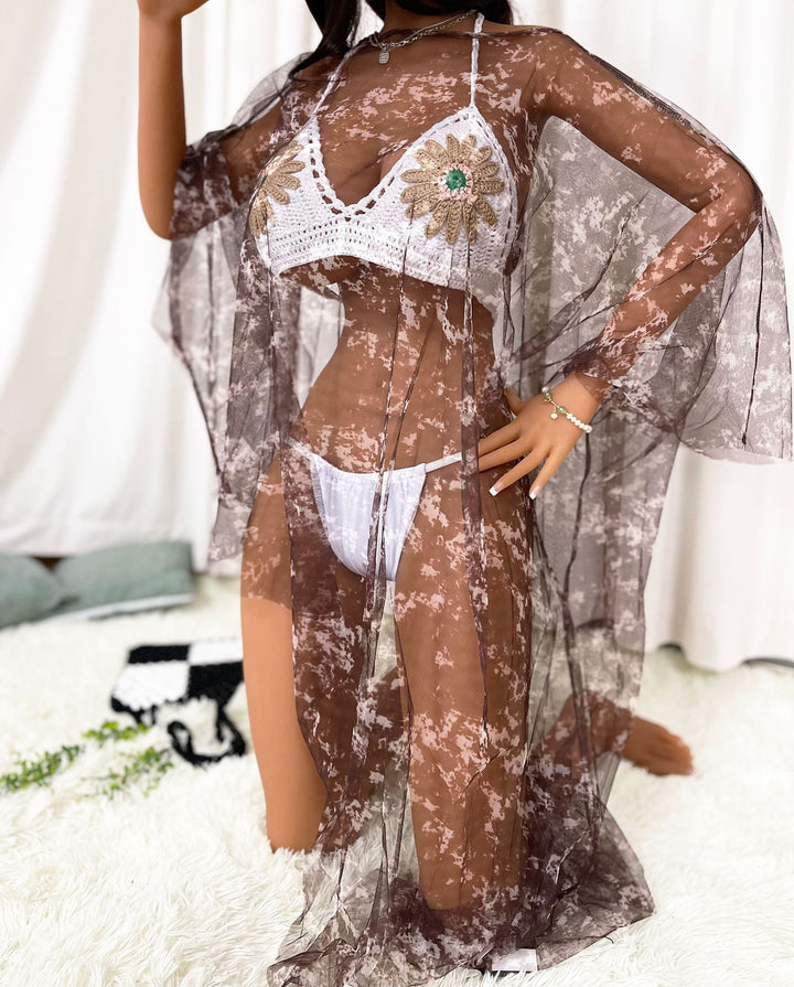Women's transparent beach cover-up with colorful accents Mune Fashion