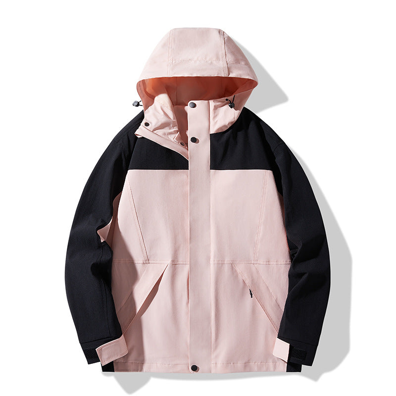 Men's Technical Colorblock Softshell Rain Jacket with Adjustable Hood Mune Fashion