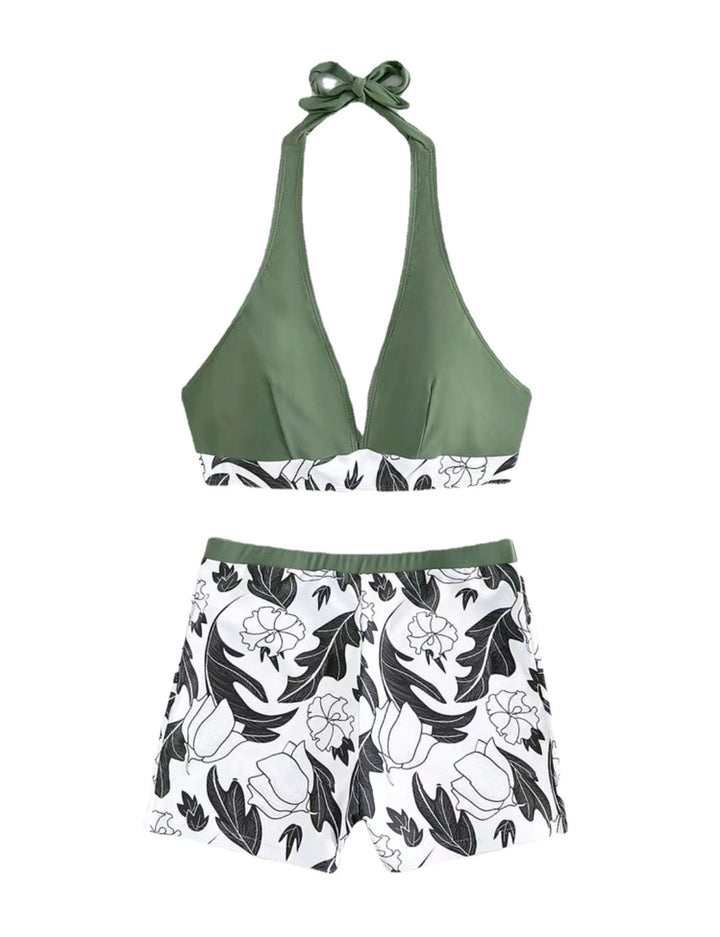Ladies triangle bikini with floral shorts design Mune Fashion