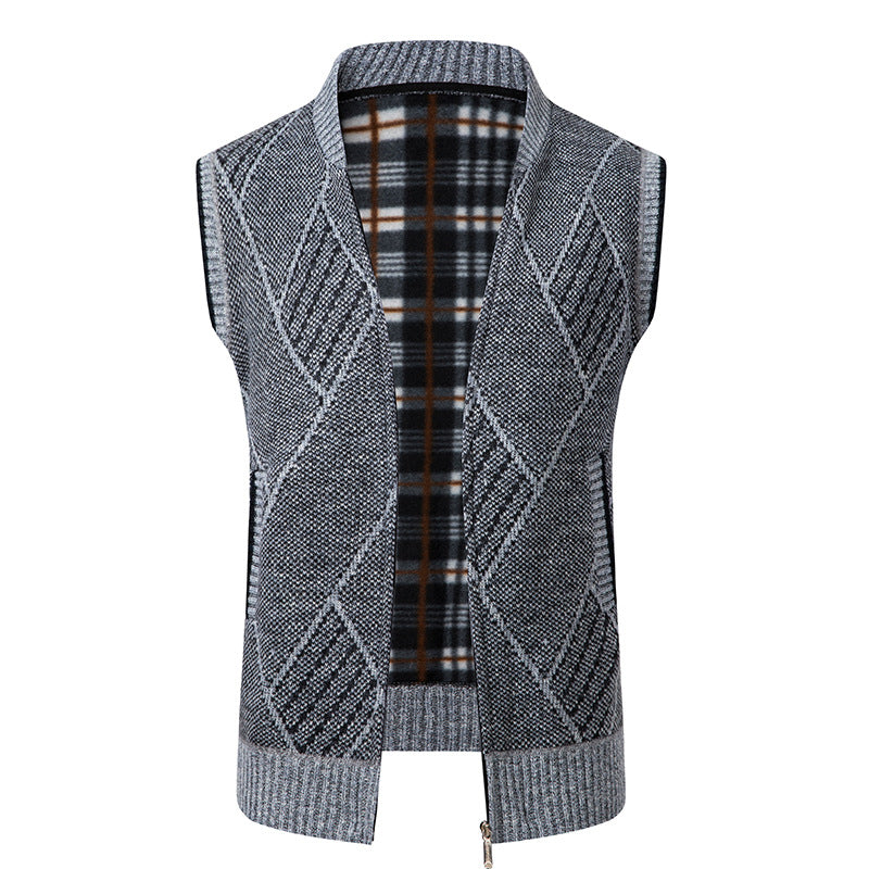 Men's elegant knitted vest with zipper and stand-up collar Mune Fashion