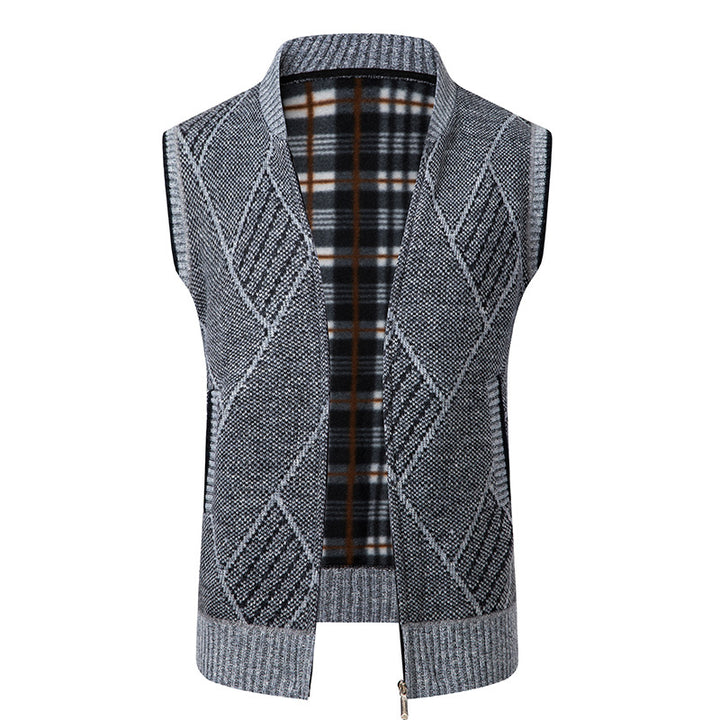 Men's elegant knitted vest with zipper and stand-up collar Mune Fashion