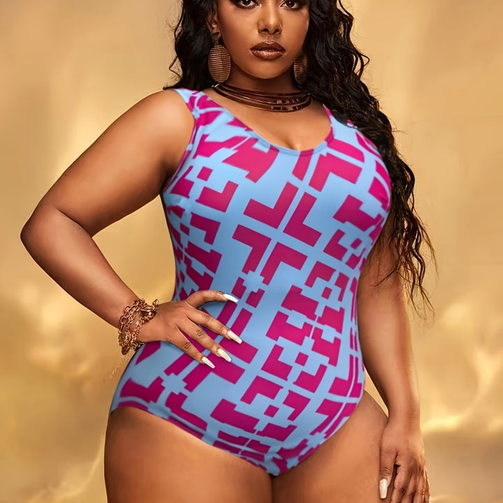 Women's One-Piece Swimsuit with Modern Geometric Design Mune Fashion