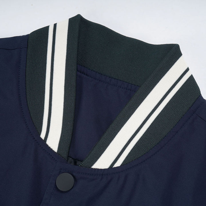 Men's College Bomber Jacket in Varsity Style with Contrast Sleeves, Snap Front and Ribbed Cuffs Mune Fashion