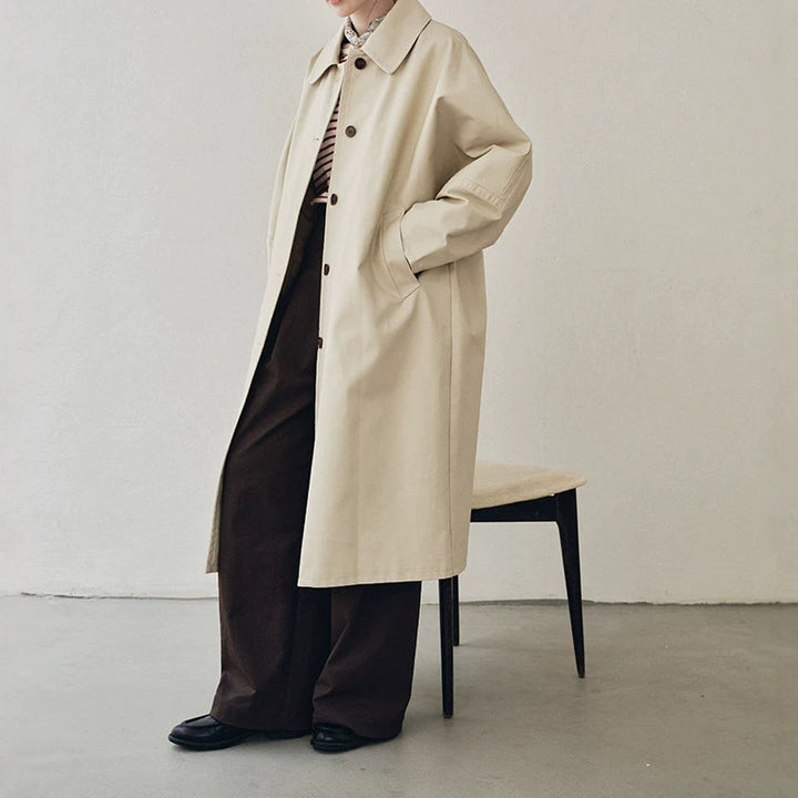 Women Elegant Trench Coat with Double Breasted Mune Fashion