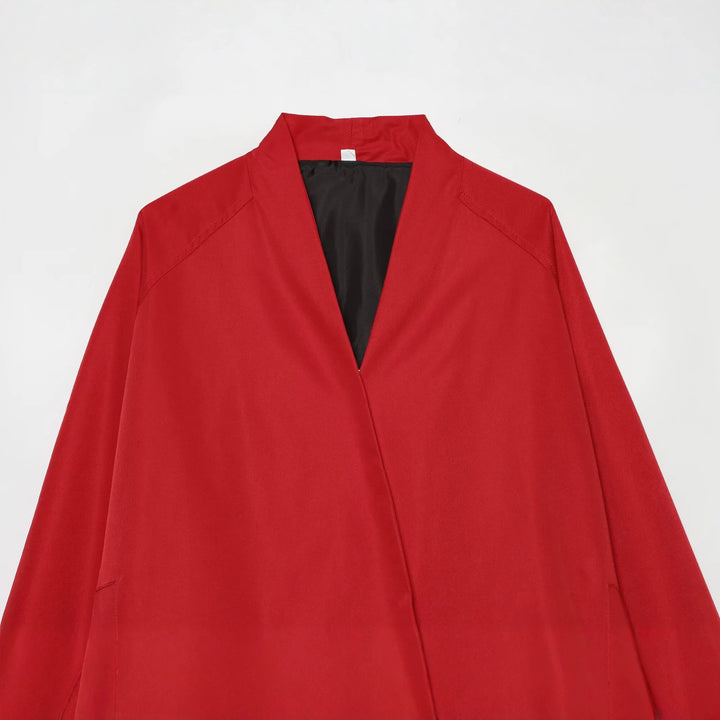 Women's bomber-style short jacket with kimono collar, balloon sleeves, and elastic hem Mune Fashion