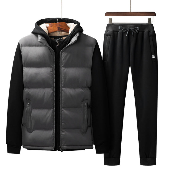 Men's Padded Hooded Vest with Fleece Lining and Slim Fit Jogging Pants Set Mune Fashion