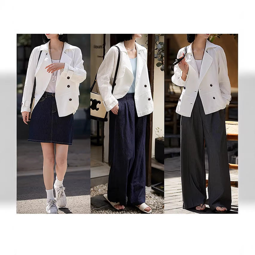 Women's Fashionable Transitional Jacket with Double Button Placket Mune Fashion