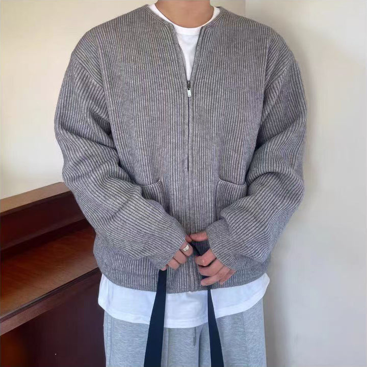 Women Fashionable Knit Jacket with Zipper Mune Fashion