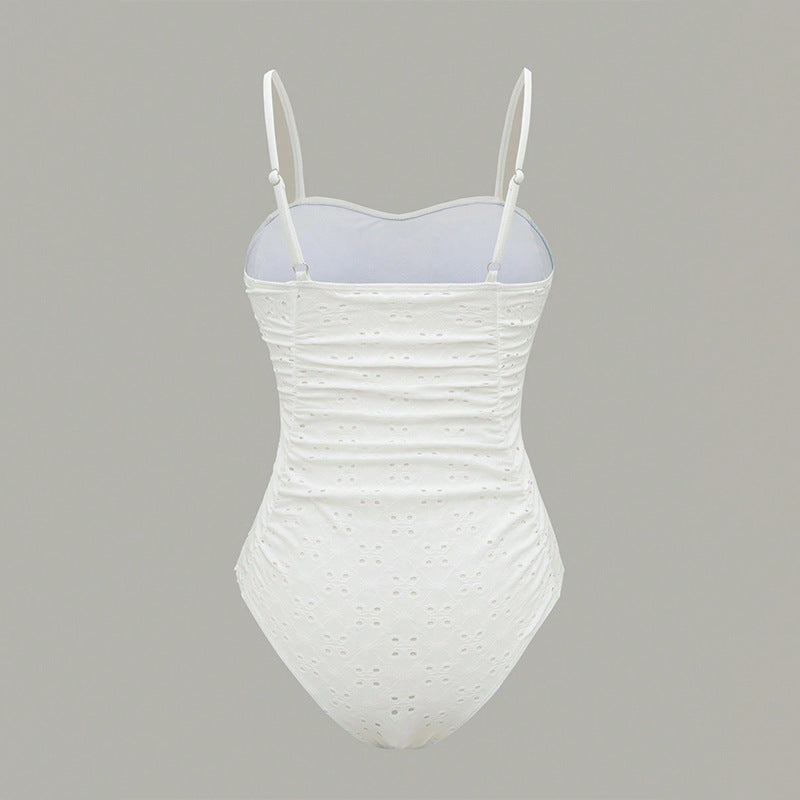 Women’s one-piece swimsuit with sophisticated ruffle design and elegant V-neck Mune Fashion