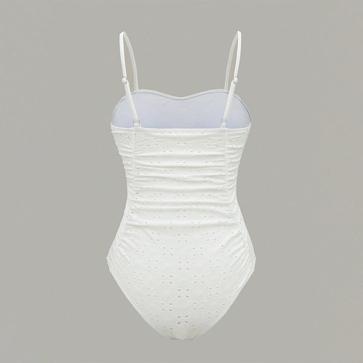 Women’s one-piece swimsuit with sophisticated ruffle design and elegant V-neck Mune Fashion