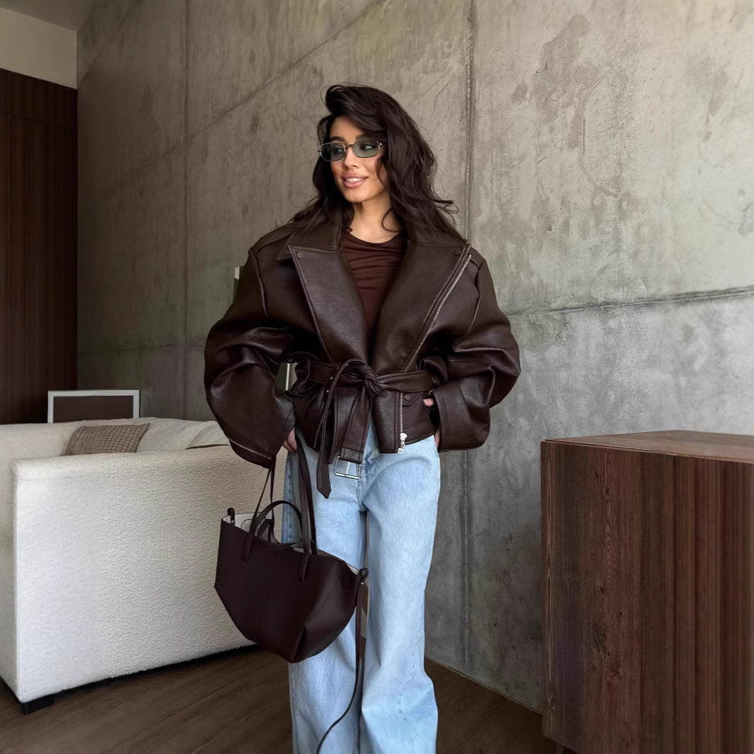 Women's Oversized Jacket with Waist Belt Mune