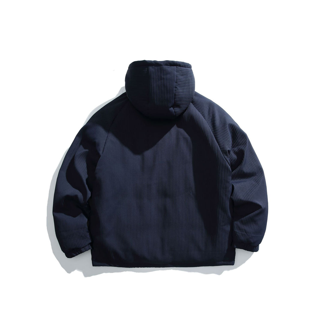 Men's quilted jacket with hood and ribbed textured fabric Mune Fashion