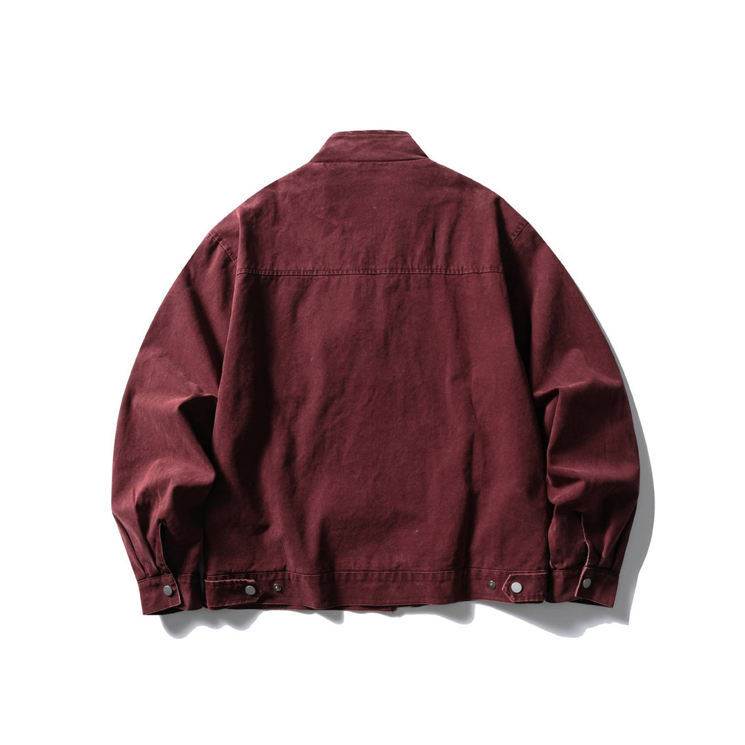 Men's Short Vintage Denim Field Blouson with Stand Collar, Toggle Closure and Utility Pockets Mune Fashion