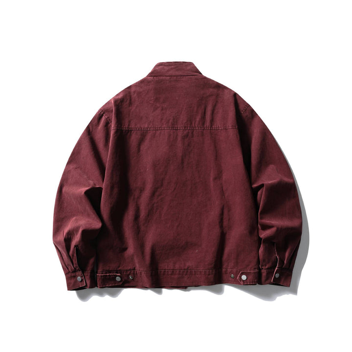 Men's Short Vintage Denim Field Blouson with Stand Collar, Toggle Closure and Utility Pockets Mune Fashion