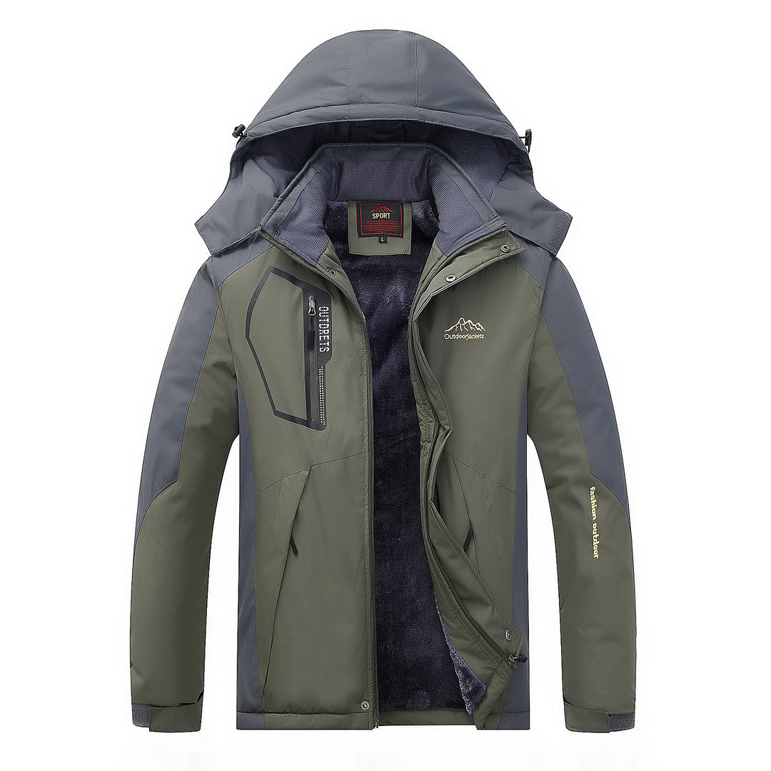 Men's water- and windproof outdoor jacket with warming fleece lining and detachable hood Mune Fashion