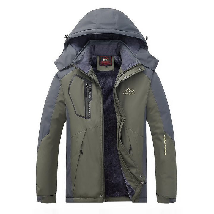 Men's water-repellent outdoor jacket with teddy fleece lining, adjustable hood, and multifunction pockets Mune Fashion