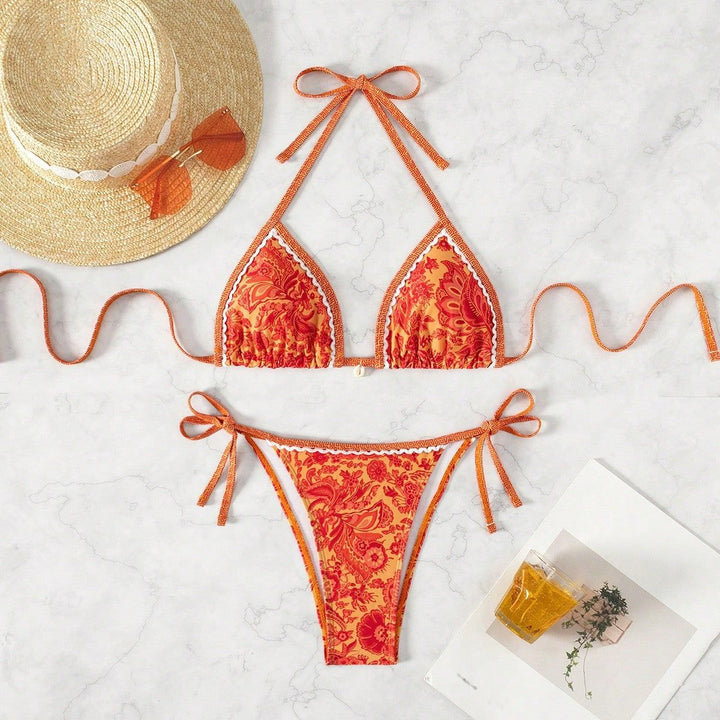 Women's Triangle Bikini Set with Floral Design Mune Fashion