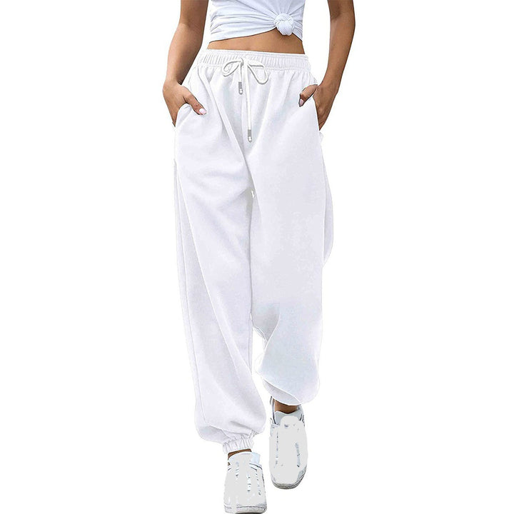 Women's casual jogging pants with high waistband, elastic ankle cuffs, and soft fleece lining Mune Fashion
