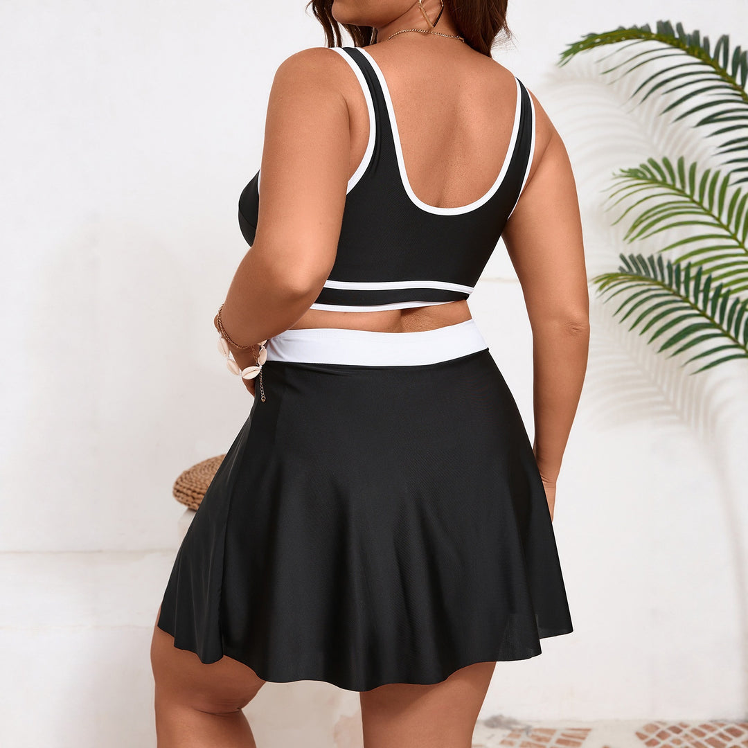 Women's Sporty Bikini Set with Comfortable Skirt and Crop Top Mune Fashion