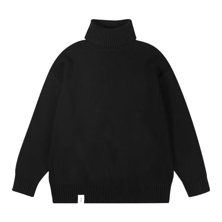 Women Oversized Turtleneck Sweater made of soft cotton blend with ribbed cuffs and extended hem Mune Fashion