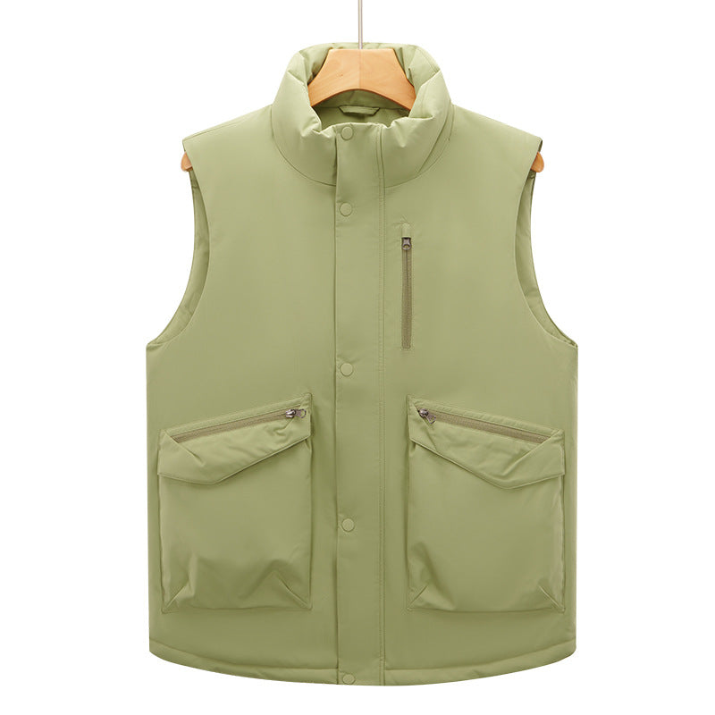 Men's quilted vest with high stand-up collar and multifunctional zip pockets Mune Fashion