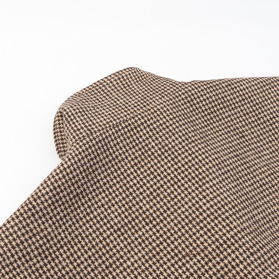 Women's Short Oversized Transitional Jacket in Houndstooth Pattern with Stand-Up Collar and Elastic Hem Mune Fashion