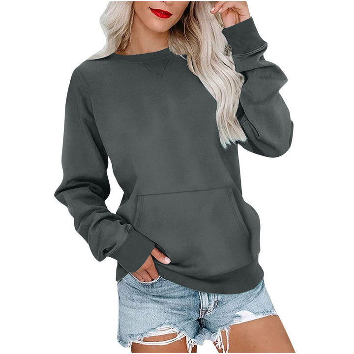 Women's Loose Sweatshirt with Round Neckline and Kangaroo Pocket Mune Fashion