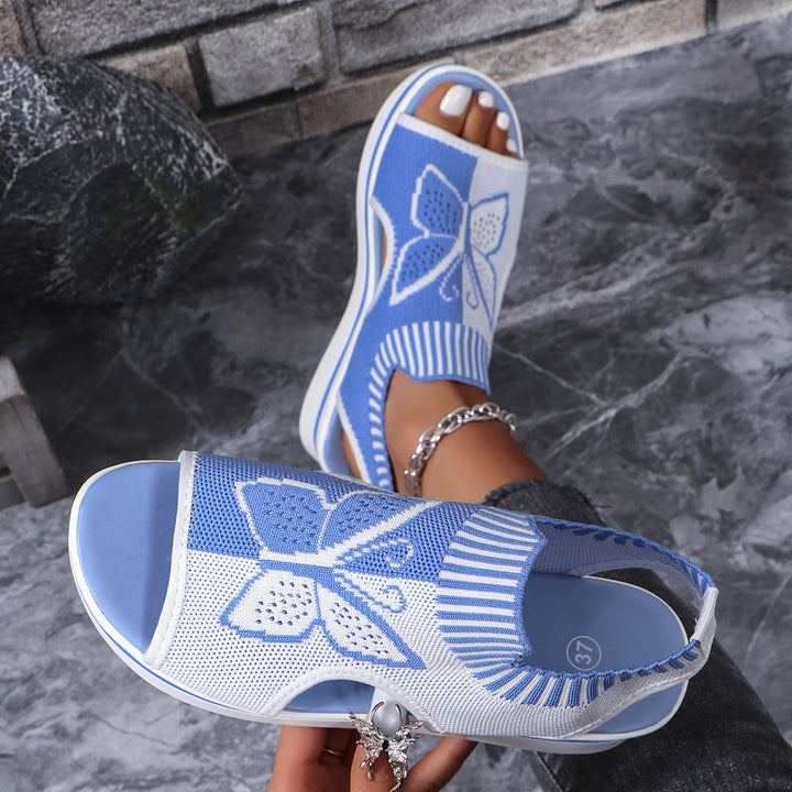 Women's knitted wedges with platform sole and butterfly motif Mune Fashion