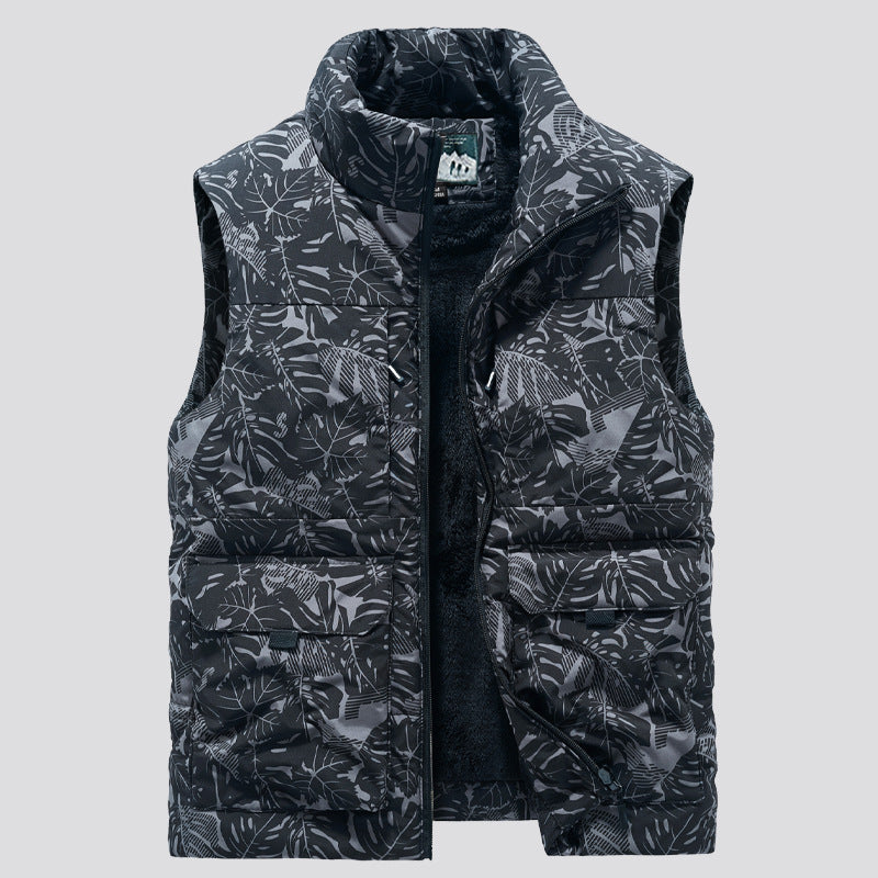 Men's Padded Sleeveless Utility Quilted Vest with Teddy Lining and Large Flap Pockets Mune Fashion