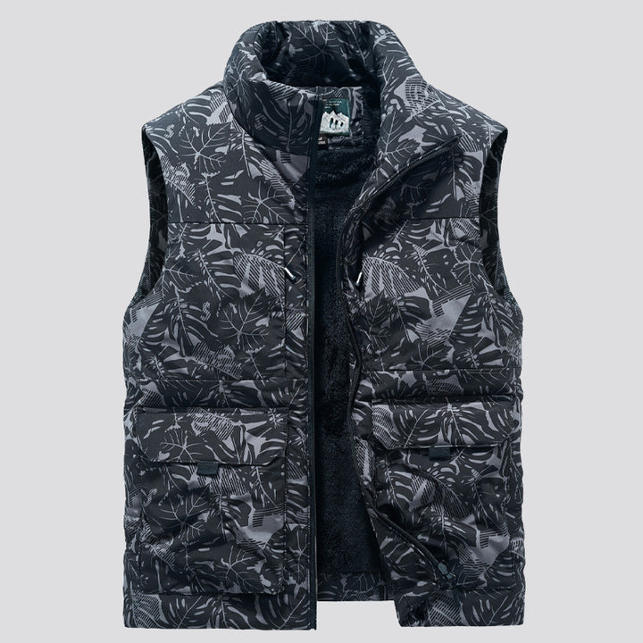 Men's Padded Sleeveless Utility Quilted Vest with Teddy Lining and Large Flap Pockets Mune Fashion