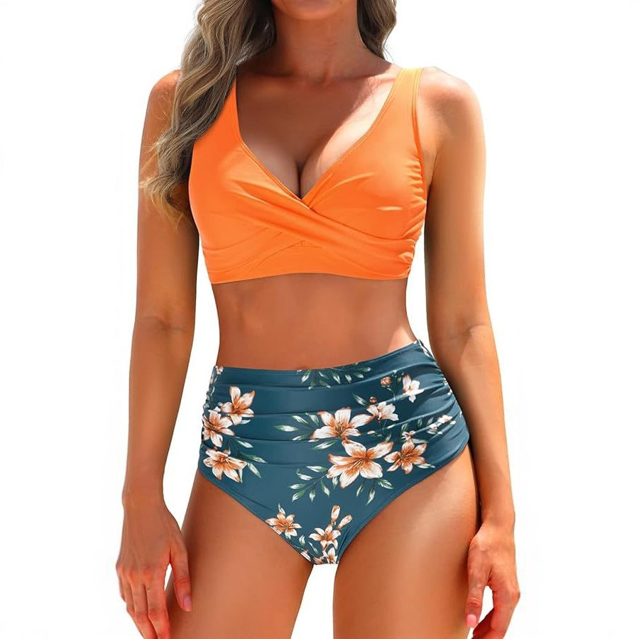 Women High-Waisted Bikini Set with Wrap Top Mune Fashion 1782205596
