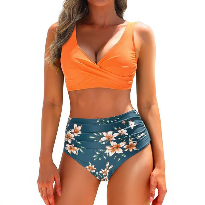 Women High-Waisted Bikini Set with Wrap Top Mune Fashion 1782205596
