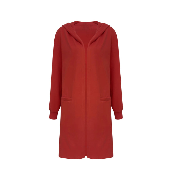 Women Open Long Blazer with Hood and Patch Pockets Mune Fashion