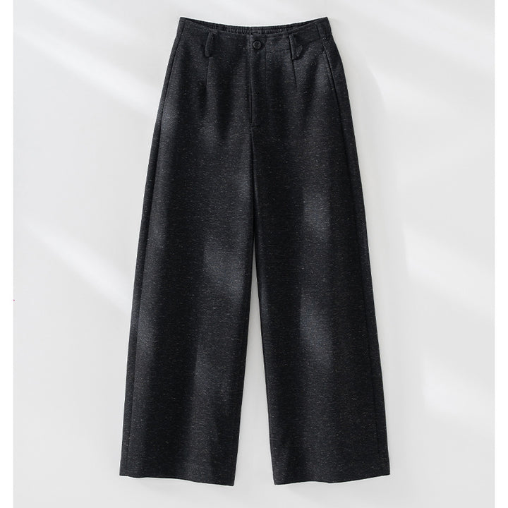 Women Wide-Cut High-Waist Trousers with Pleats and Flowing Wool Blend Quality Mune Fashion