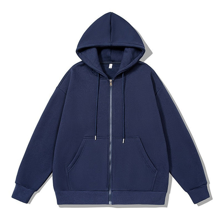 Unisex oversized hoodie jacket with a wide shoulder cut, full-length zipper, and French-Terry Mune Fashion