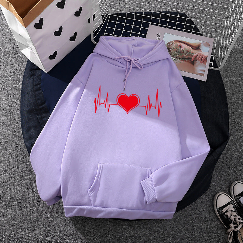 Unisex oversized hoodie with heart EKG print and kangaroo pocket Mune Fashion