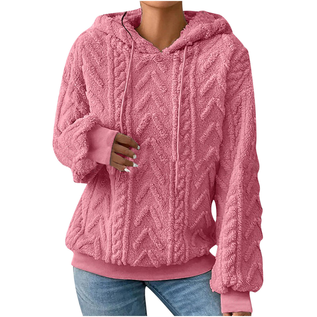 Women's hooded sweater with cable pattern, side pockets and ribbed cuffs Mune Fashion