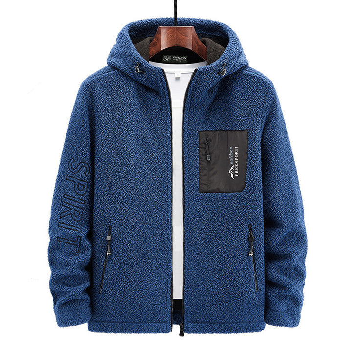 Men's Sherpa-Fleece Zip-Up Hoodie with Zipper and Chest Pocket Mune Fashion