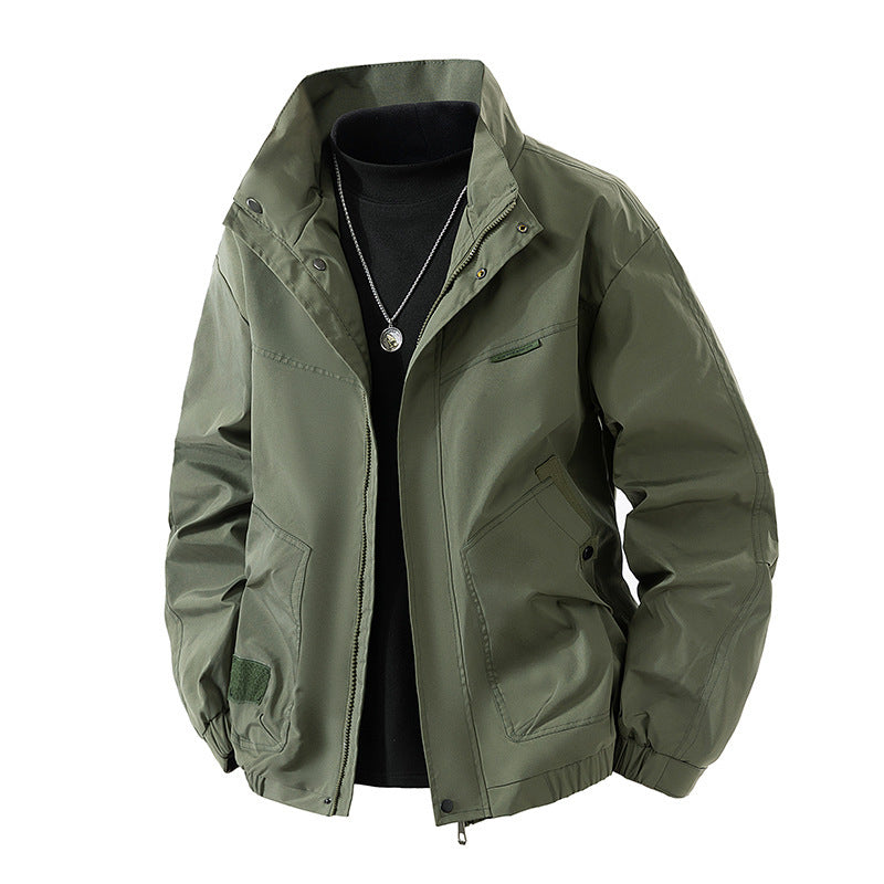 Men's Lightweight Technical Leisure Jacket with Stand-Up Collar, Concealed Zipper and Elastic Hem Mune Fashion