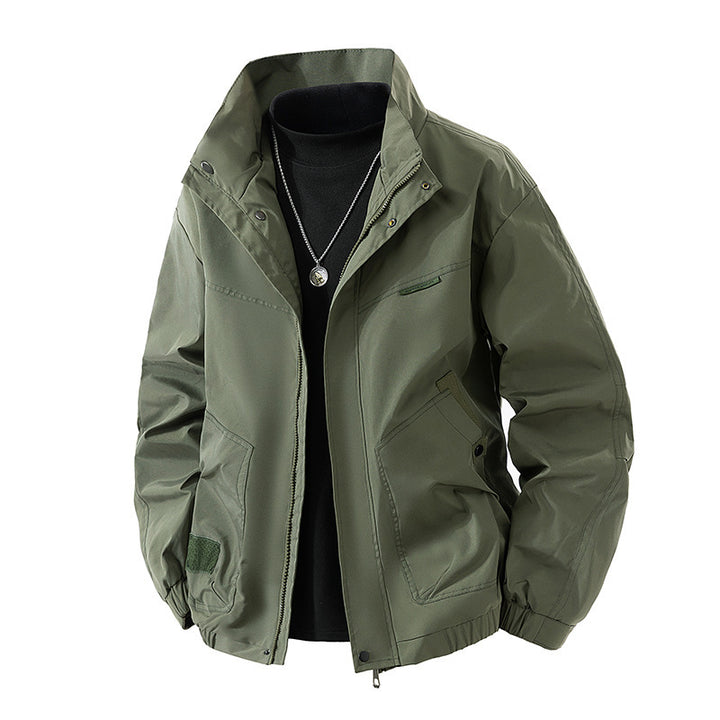 Men's Lightweight Technical Leisure Jacket with Stand-Up Collar, Concealed Zipper and Elastic Hem Mune Fashion