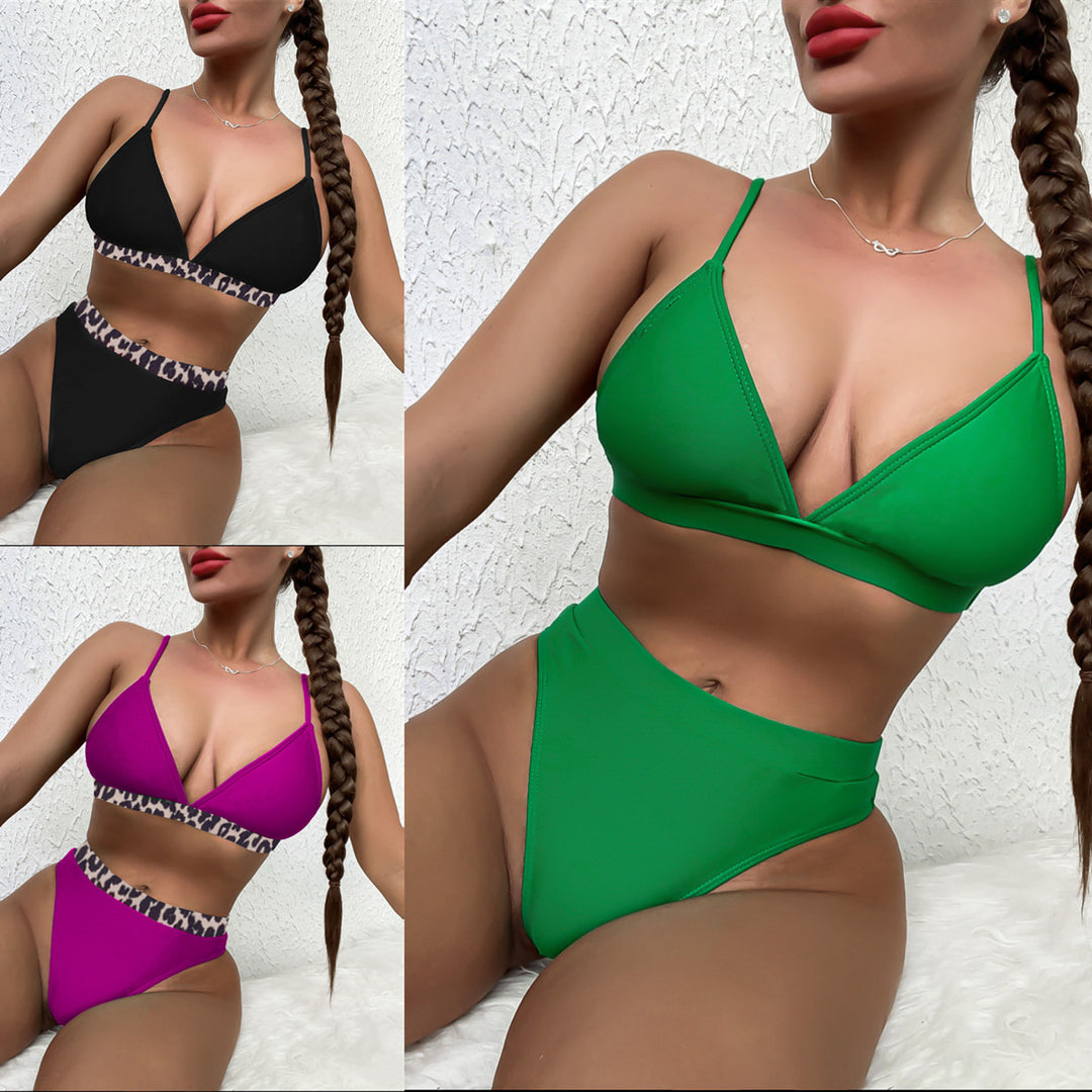 Ladies fashionable triangle bikini with leopard print Mune Fashion