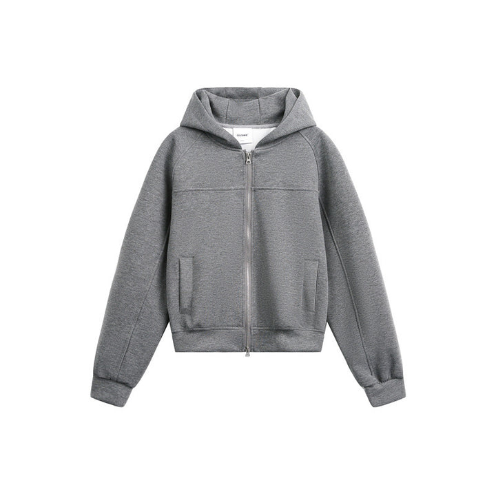 Unisex Hooded Sweat Jacket with Two-Way Zipper and Boxy Cut Mune Fashion