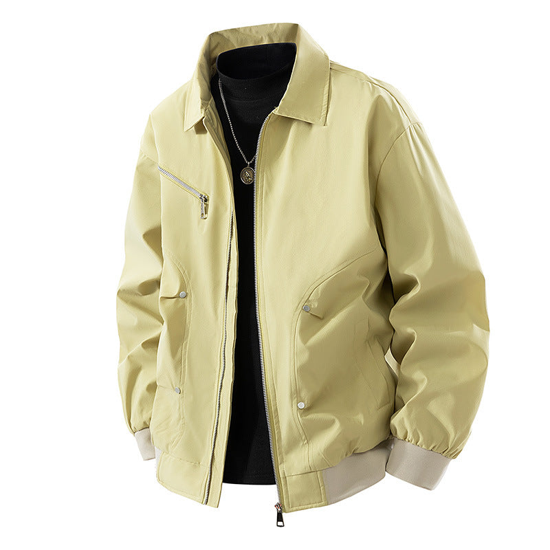 Men's Lightweight Oversized Bomber Jacket made of windproof nylon with zipper, chest pocket, and ribbed cuffs Mune Fashion