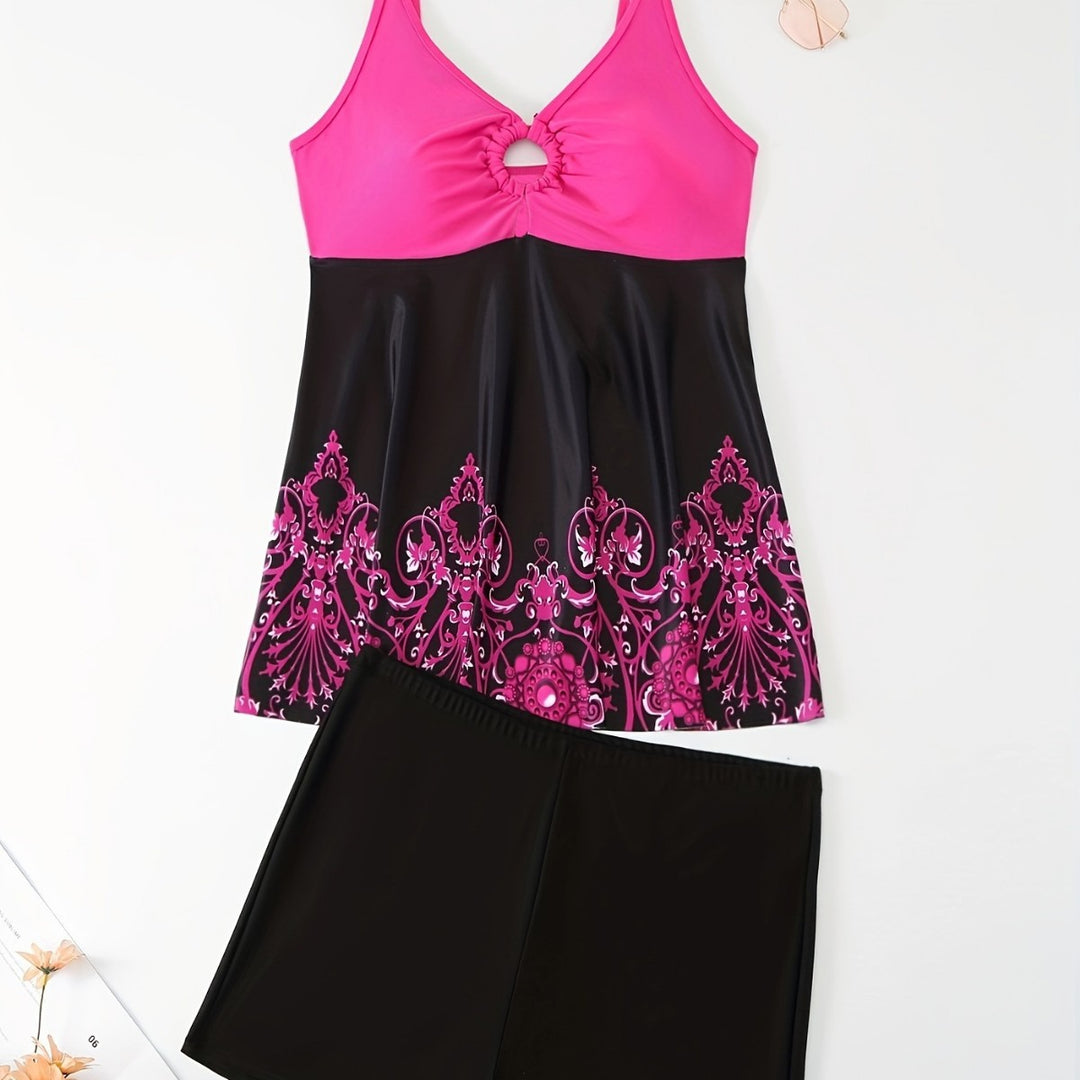 Women's swimsuit set with elegant pattern and comfortable shorts Mune Fashion
