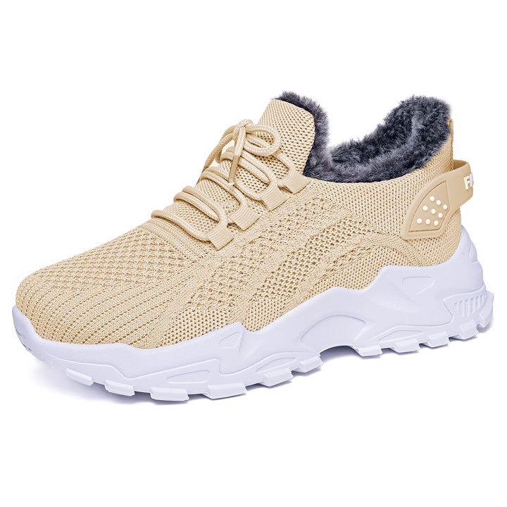 Women's knitted winter chunky sneakers with cozy faux fur lining and profiled cushioning sole Mune Fashion