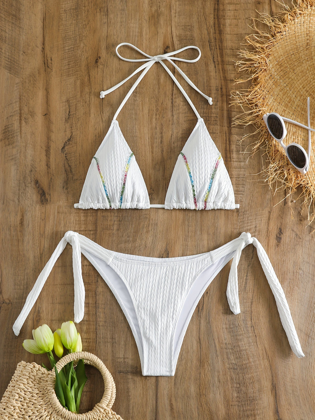 Women's Triangle Bikini with Playful Ties Mune Fashion
