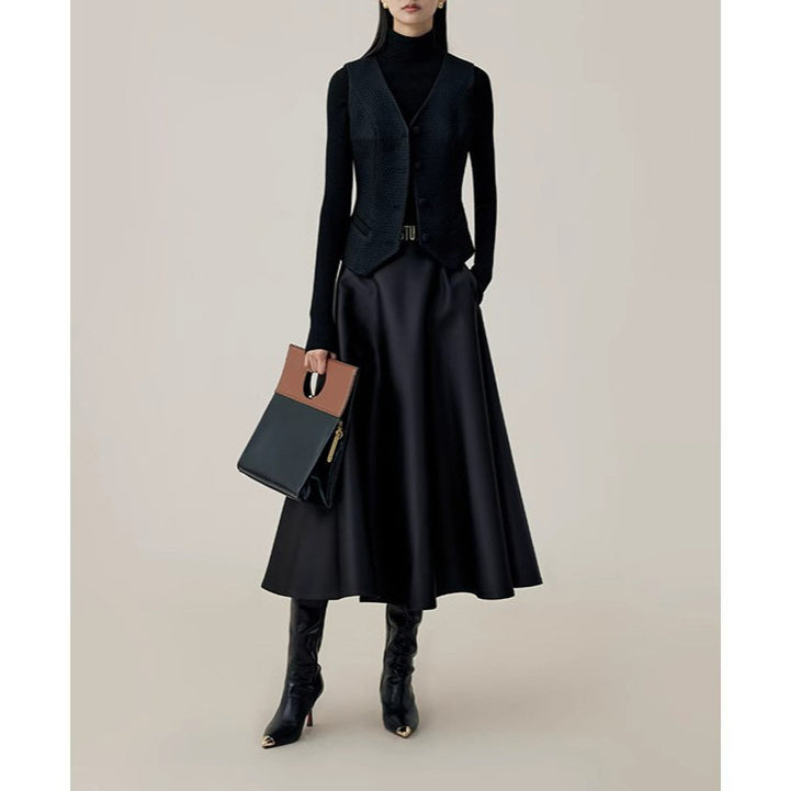 Women Elegant and Flowing Midi Skirt Mune Fashion