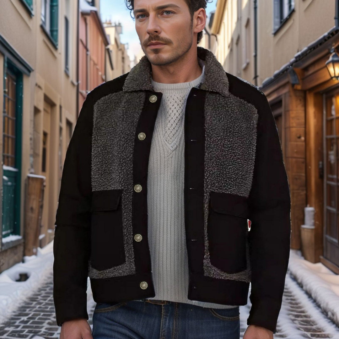 Men's overshirt jacket with teddy lining, patch pockets and button placket Mune Fashion