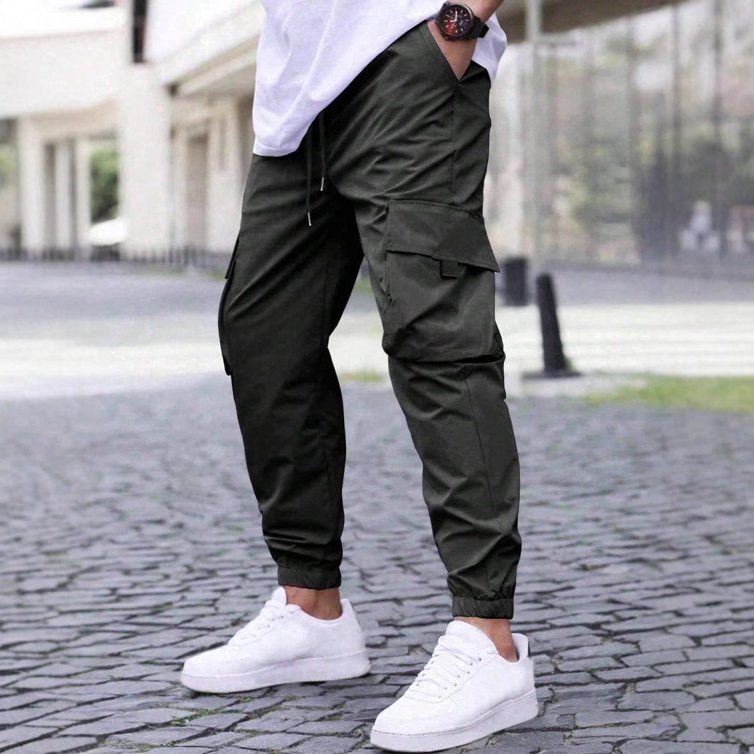 Men's nano technical travel jogger pants with integrated security pocket, elastic drawstring waistband, and water-repellent coating Mune Fashion